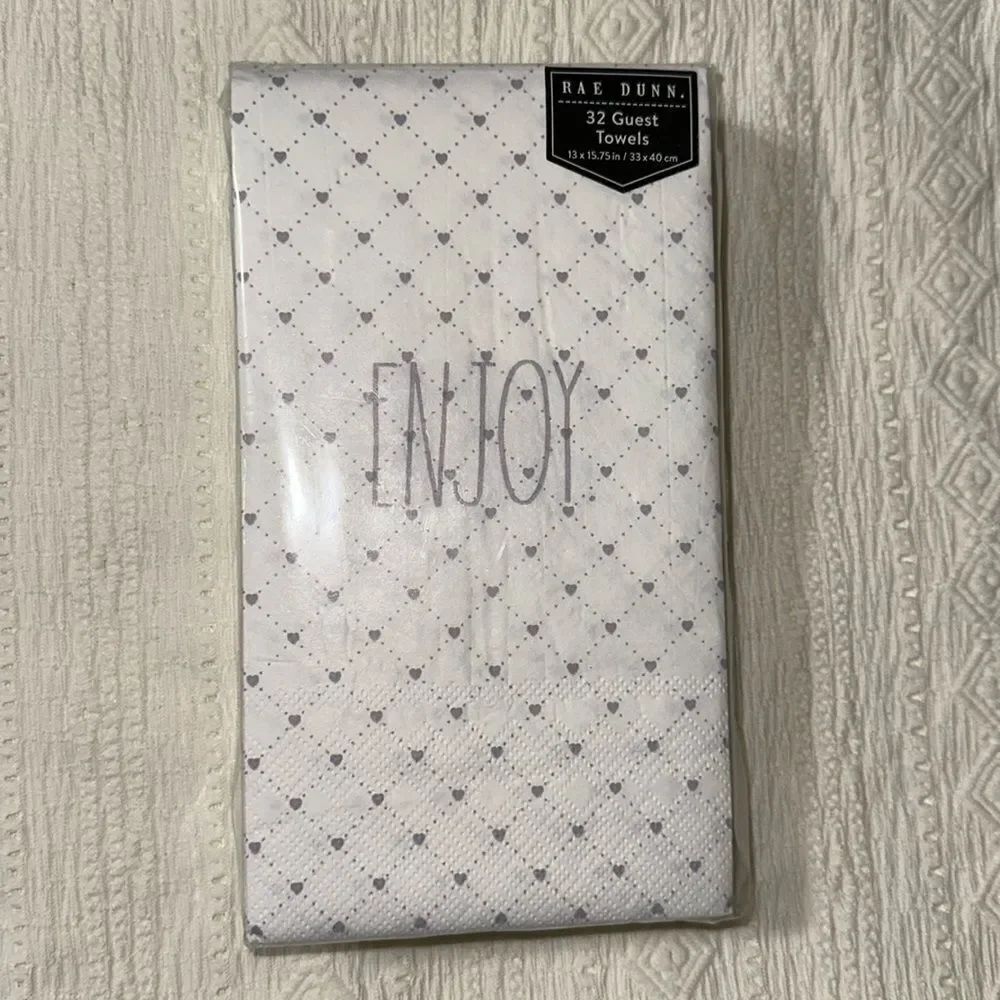 RAE DUNN 32 x 1pk ENJOY Guest Paper Towel Napkins Heart Trellis Lavender Ivory